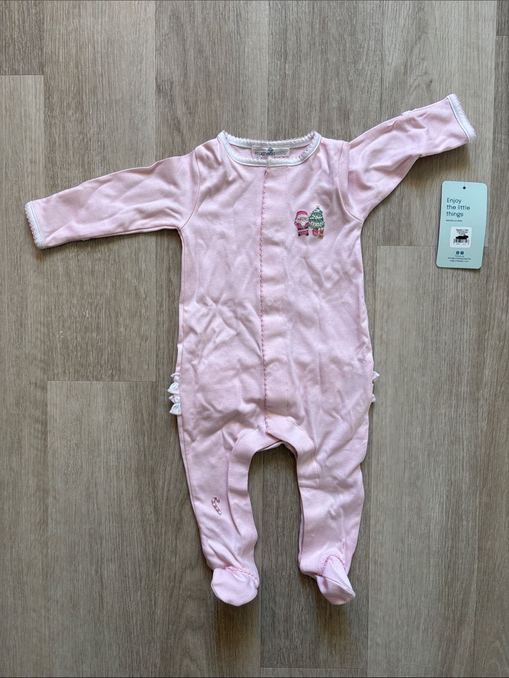 Pink Christmas Baby One-Piece Footed Sleeper - Magnolia baby - 0-3M